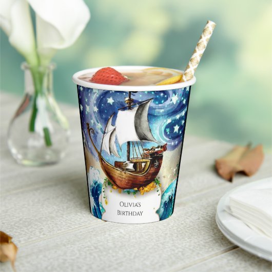 Piratenschiff für Kinder zum Geburtstag Pappbecher (In Situ)