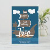 Piratenschiff Geburtstag Ahoy Party jedes Alter br Einladung (Stehend Vorderseite)