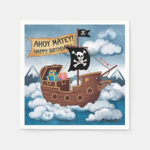 Piratenschiff-Geburtstagskarte - Ahoi Matrose! Serviette