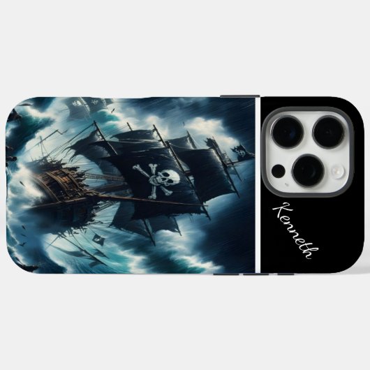 Piratenschiff gegen Sturm Case-Mate iPhone Hülle (Rückseite (Horizontal))
