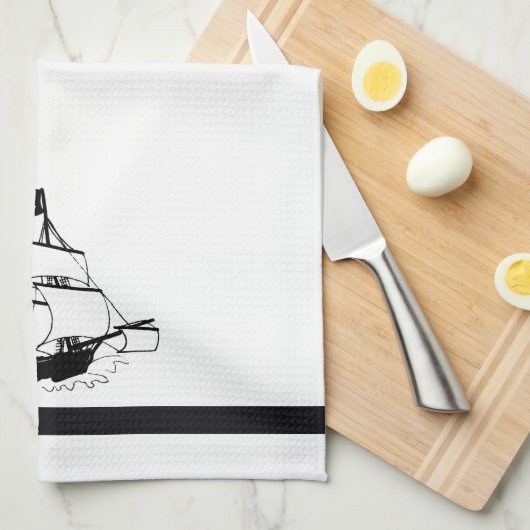 Piratenschiff Geschirrtuch (Viertel Falte)