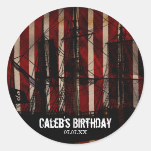 Piratenschiff-Grunge-Geburtstagsfeier-Partygeschen Runder Aufkleber