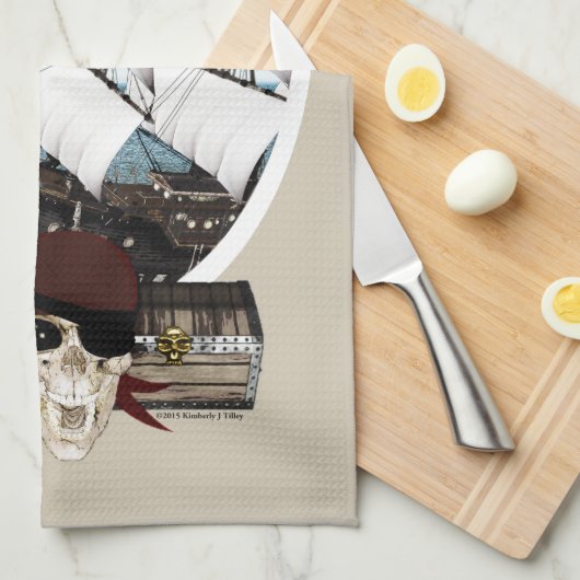 Piratenschiff Handtuch (Viertel Falte)