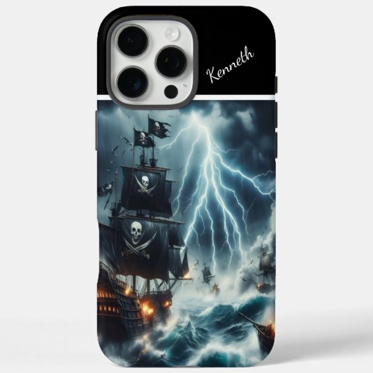 Piratenschiff im Gewitter Case-Mate iPhone Hülle (Rückseite)