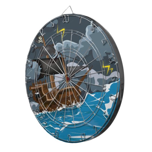 Piratenschiff im Sturm Dartscheibe (Vorderseite rechts)