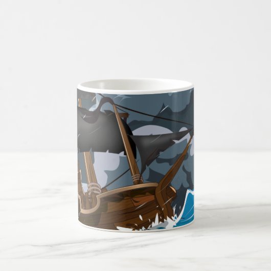 Piratenschiff im Sturm Kaffeetasse (Mittel)
