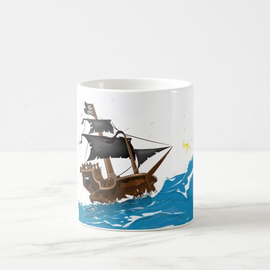 Piratenschiff im Sturm Kaffeetasse (Mittel)