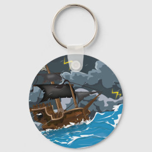 Piratenschiff im Sturm Schlüsselanhänger