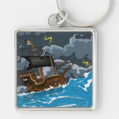 Piratenschiff im Sturm Schlüsselanhänger (Vorne)