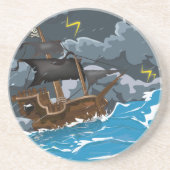 Piratenschiff im Sturm Untersetzer (Vorne)