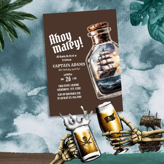 Piratenschiff in einer Flasche zum Geburtstag Einladung