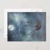 Piratenschiff in Nebel Postkarte (Vorne/Hinten)