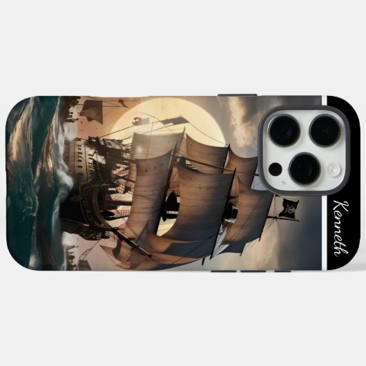 Piratenschiff in Sturmsee Case-Mate iPhone Hülle (Rückseite (Horizontal))