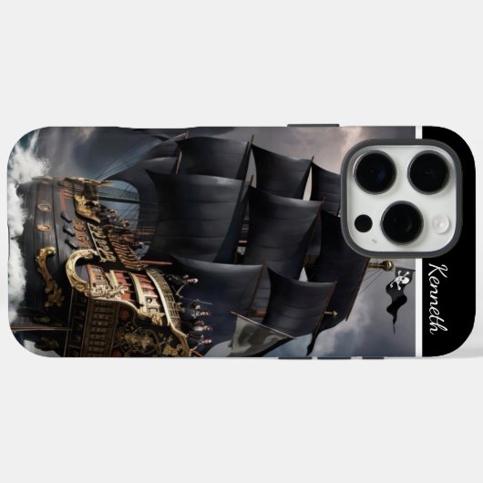 Piratenschiff in Sturmsee Case-Mate iPhone Hülle (Rückseite (Horizontal))