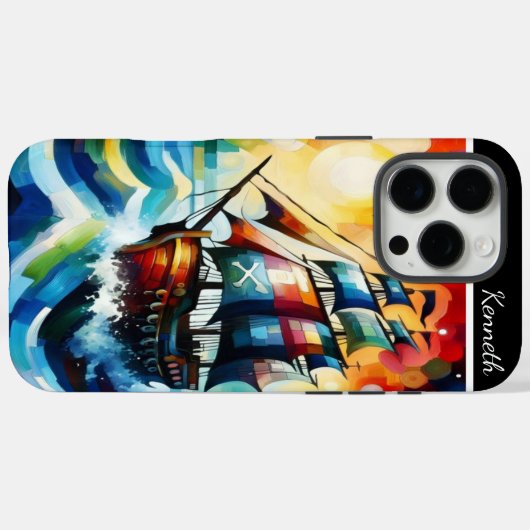 Piratenschiff in Sturmsee Case-Mate iPhone Hülle (Rückseite (Horizontal))