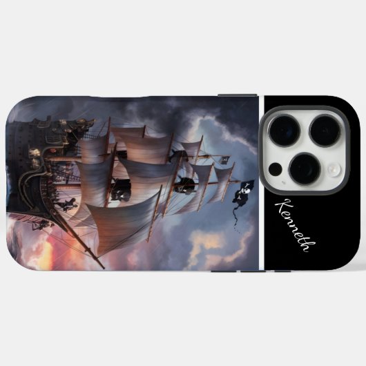 Piratenschiff in Sturmsee Case-Mate iPhone Hülle (Rückseite (Horizontal))