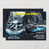 Piratenschiff kraken stürmische Nacht Meer Spooky Einladung (Vorne/Hinten)