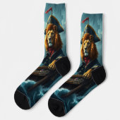 Piratenschiff Lion auf See Socken (Linkes Detail)