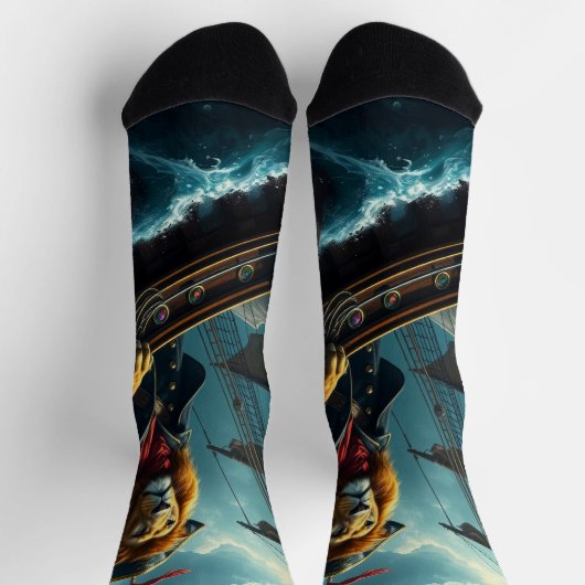 Piratenschiff Lion auf See Socken (Oben)