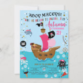 Piratenschiff Mädchen Geburtstagseinladung. Einladung (Vorderseite)