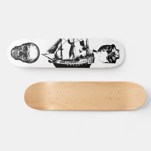 Piratenschiff mit 2 Schädeln, die heraus Skateboard (Horizontal)