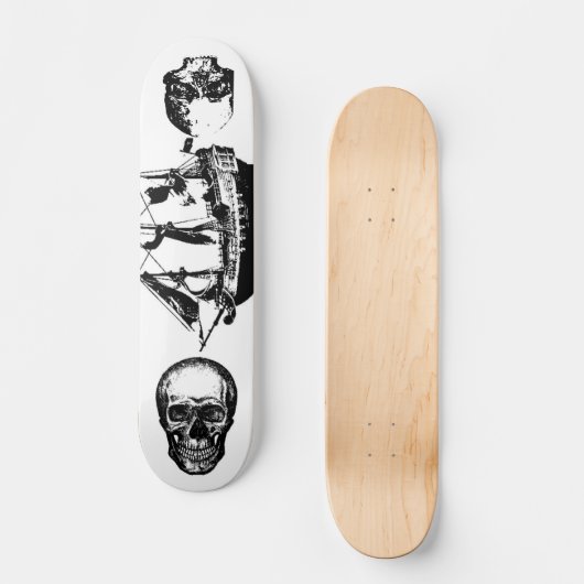 Piratenschiff mit 2 Schädeln, die heraus Skateboard (Vorderseite)
