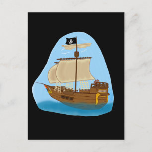 Piratenschiff mit Flagge Postkarte