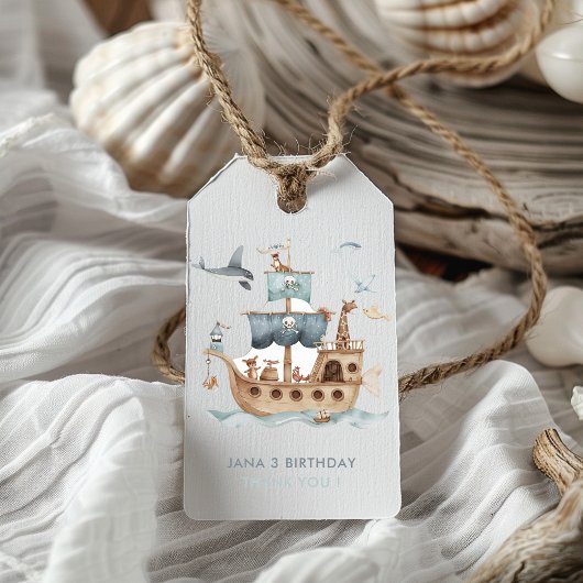 Piratenschiff mit Party "Tiere Kinder" Geschenkanhänger