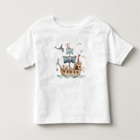 Piratenschiff mit Party "Tiere Kinder" Kleinkind T-shirt (Vorderseite)