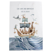 Piratenschiff mit Party "Tiere Kinder" Mittlere Geschenktüte (Rückseite)