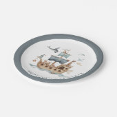 Piratenschiff mit Party "Tiere Kinder" Pappteller (Schrägansicht)