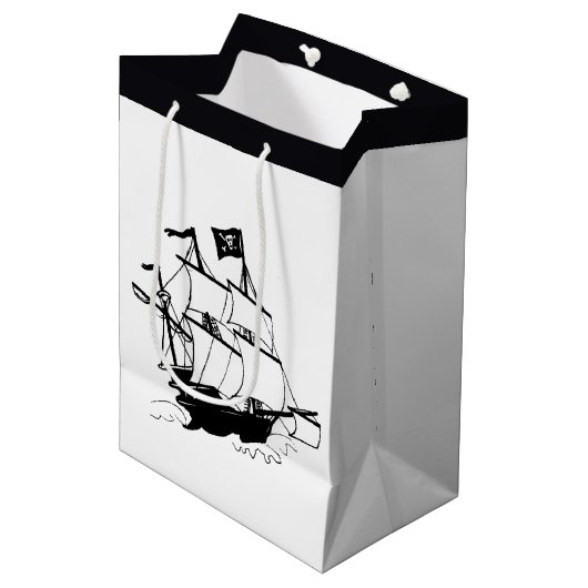 Piratenschiff Mittlere Geschenktüte (Vorderseite Schrägansicht)