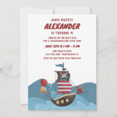 Piratenschiff Nautical Ahoy Boy Geburtstagsparty Einladung (Vorderseite)