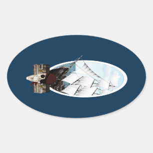 Piratenschiff Ovaler Aufkleber