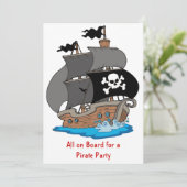 Piratenschiff-Party Einladung (Stehend Vorderseite)