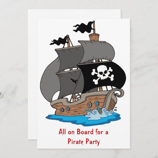 Piratenschiff-Party Einladung (Vorne/Hinten)