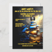 Piratenschiff Piratenflagge Flagge Wasserfarbe aho Einladung (Vorderseite)