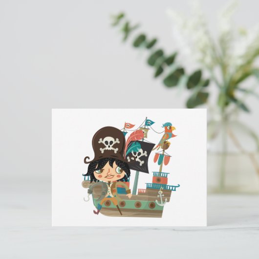 Piratenschiff Postkarte (Stehend Vorderseite)