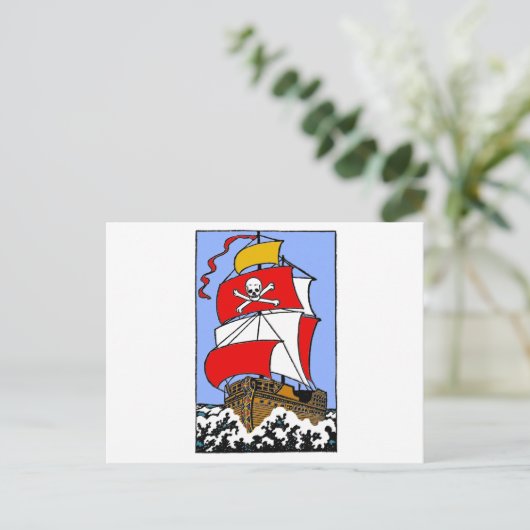 Piratenschiff Postkarte (Stehend Vorderseite)