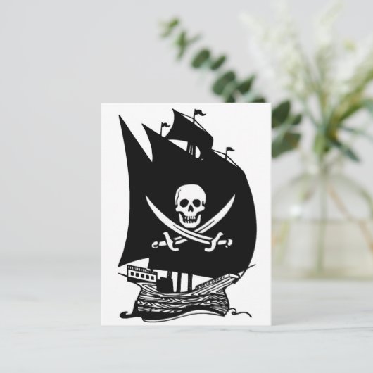 Piratenschiff Postkarte (Stehend Vorderseite)