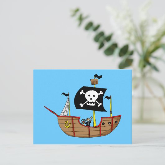 Piratenschiff Postkarte (Stehend Vorderseite)