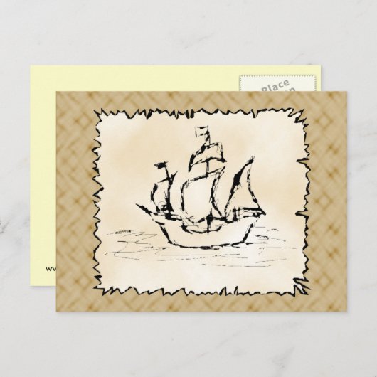 Piratenschiff. Postkarte (Vorne/Hinten)