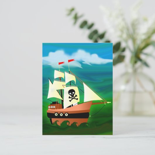 Piratenschiff Postkarte (Stehend Vorderseite)