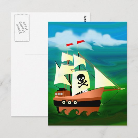 Piratenschiff Postkarte (Vorne/Hinten)