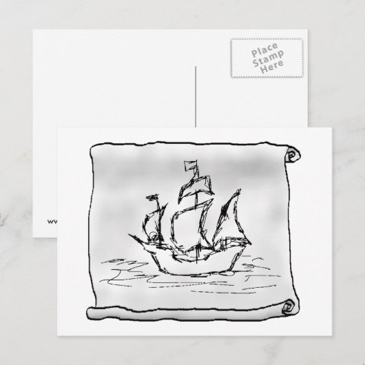 Piratenschiff. Postkarte (Vorne/Hinten)