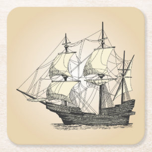 Piratenschiff Rechteckiger Pappuntersetzer