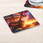 Piratenschiff Rechteckiger Pappuntersetzer (angewinkelt)