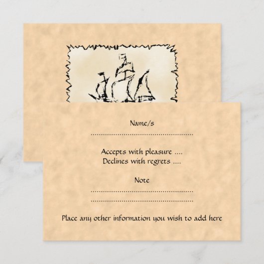 Piratenschiff. RSVP Karte (Vorne/Hinten)
