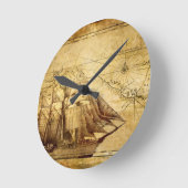 Piratenschiff Runde Wanduhr (Winkel)