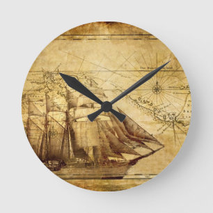 Piratenschiff Runde Wanduhr